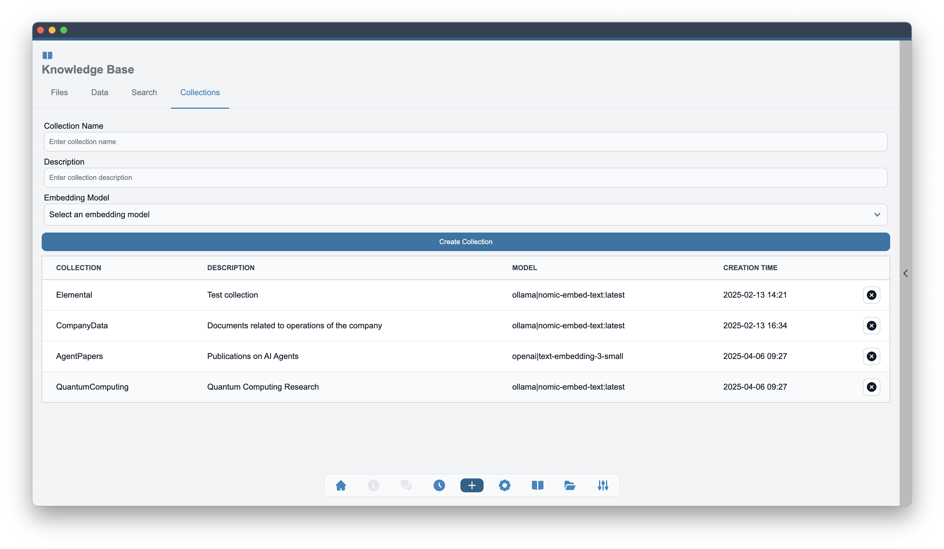 Collections Window of the Internal Knowledge Base