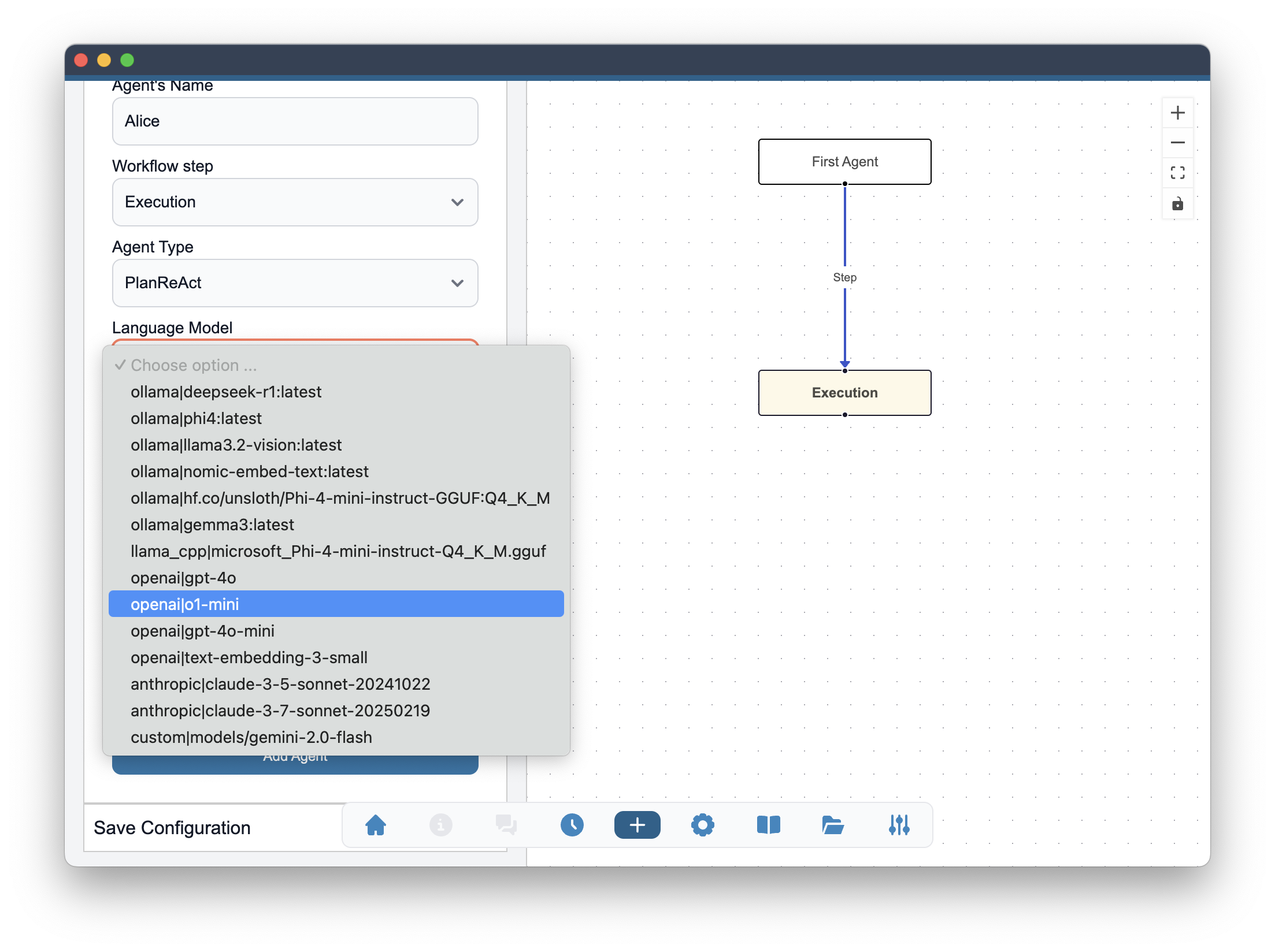 Selection of Language Model at Agent Creation