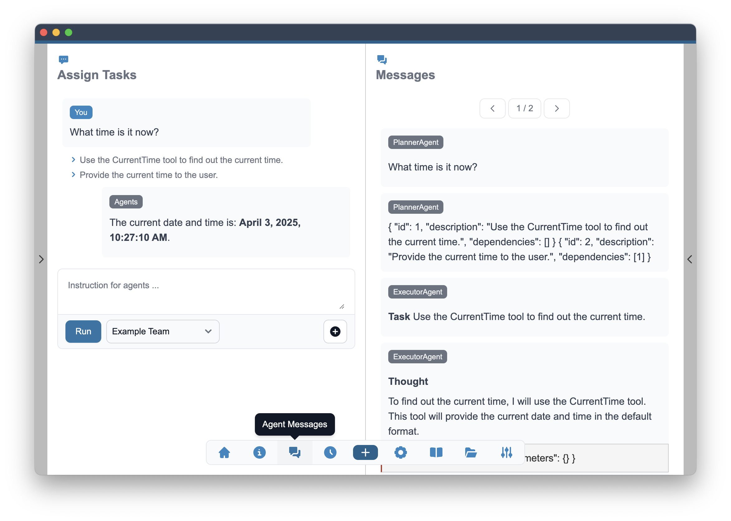 Main Interaction View Including Agent Messages