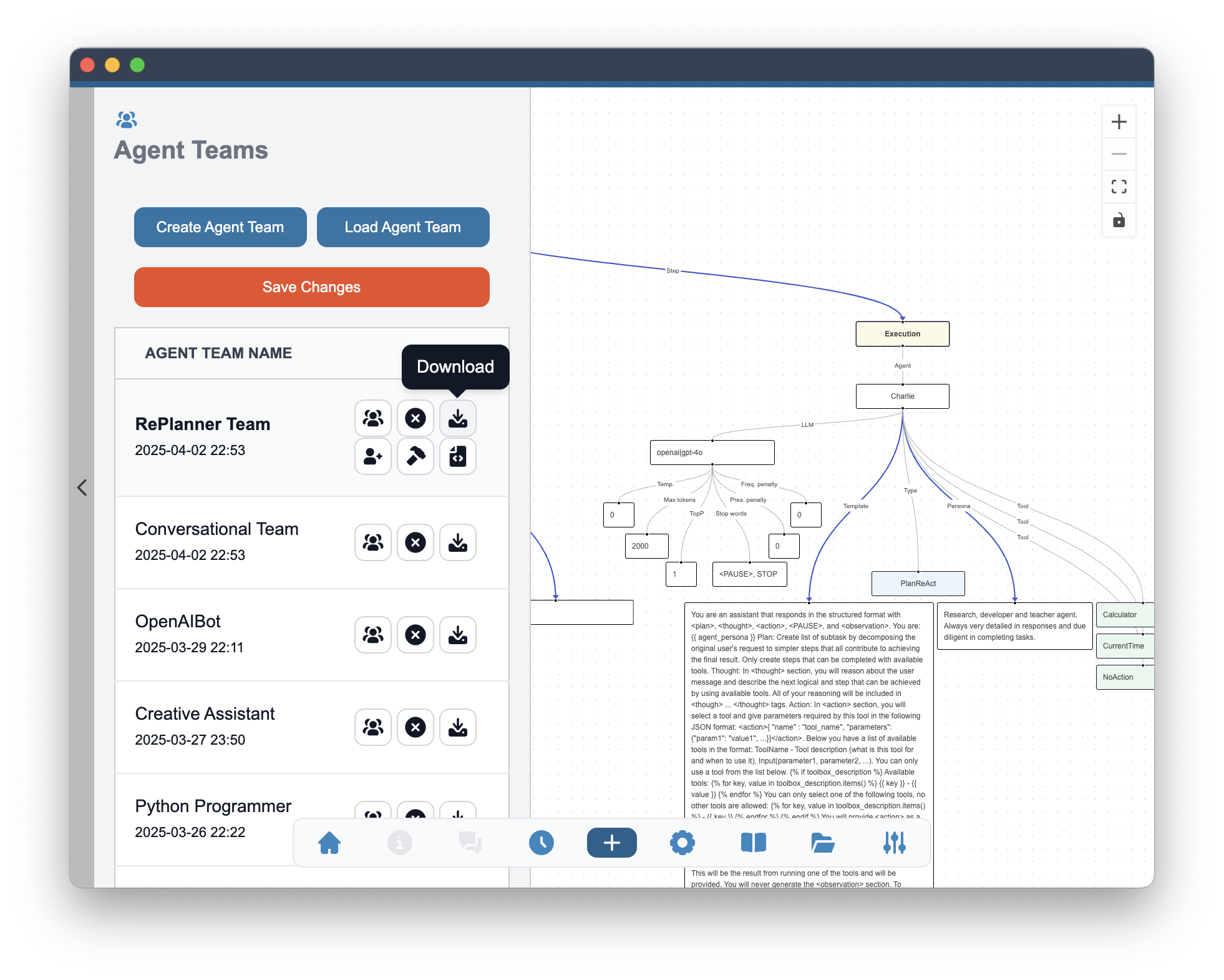 Download agent team configuration
